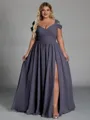 Charming A-line Cold Shoulder Pleated Floor-Length Chiffon Corset Plus Size Bridesmaid Dress