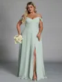 Perfect A-line Cold Shoulder Floor-Length Chiffon Convertible Plus Size Bridesmaid Dress