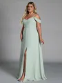 Perfect A-line Cold Shoulder Floor-Length Chiffon Convertible Plus Size Bridesmaid Dress