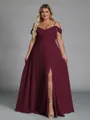 Perfect A-line Cold Shoulder Floor-Length Chiffon Convertible Plus Size Bridesmaid Dress
