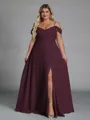 Perfect A-line Cold Shoulder Floor-Length Chiffon Convertible Plus Size Bridesmaid Dress
