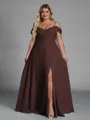 Perfect A-line Cold Shoulder Floor-Length Chiffon Convertible Plus Size Bridesmaid Dress