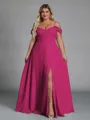 Perfect A-line Cold Shoulder Floor-Length Chiffon Convertible Plus Size Bridesmaid Dress