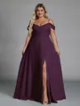 Perfect A-line Cold Shoulder Floor-Length Chiffon Convertible Plus Size Bridesmaid Dress