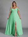 Perfect A-line Cold Shoulder Floor-Length Chiffon Convertible Plus Size Bridesmaid Dress