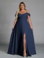 Perfect A-line Cold Shoulder Floor-Length Chiffon Convertible Plus Size Bridesmaid Dress