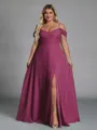 Perfect A-line Cold Shoulder Floor-Length Chiffon Convertible Plus Size Bridesmaid Dress