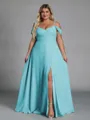 Perfect A-line Cold Shoulder Floor-Length Chiffon Convertible Plus Size Bridesmaid Dress