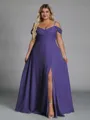 Perfect A-line Cold Shoulder Floor-Length Chiffon Convertible Plus Size Bridesmaid Dress