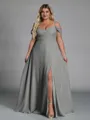 Perfect A-line Cold Shoulder Floor-Length Chiffon Convertible Plus Size Bridesmaid Dress