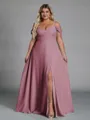 Perfect A-line Cold Shoulder Floor-Length Chiffon Convertible Plus Size Bridesmaid Dress