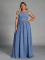 Stunning A-line V-Neck Pleated Floor-Length Chiffon Plus Size Bridesmaid Dress