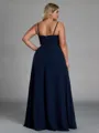 Luxurious Sheath Spaghetti Straps Pleated Floor-Length Chiffon Corset Plus Size Bridesmaid Dress