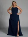 Luxurious Sheath Spaghetti Straps Pleated Floor-Length Chiffon Corset Plus Size Bridesmaid Dress