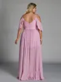 Opulent A-line Cold Shoulder Ruffles Asymmetrical Chiffon Plus Size Bridesmaid Dress