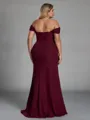 Striking Sheath Off-the-Shoulder Pleated Floor-Length Chiffon Corset Plus Size Bridesmaid Dress