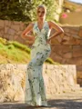 Fashion Sheath V-Neck Pleated Floor-Length Bridesmaid Dress
