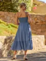 Pretty A-line V-Neck Pleated Tea-Length Chiffon Bridesmaid Dress