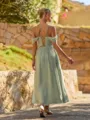 Charming A-line Cold Shoulder Pleated Ankle-Length Chiffon Corset Bridesmaid Dress