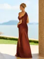 Opulent Sheath One-Shoulder Pleated Floor-Length Silk Like Satin Bridesmaid Dress