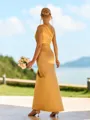 Exquisite Sheath One-Shoulder Pleated Ankle-Length Silk Like Satin Bridesmaid Dress