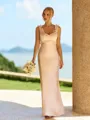 Graceful Sheath Straps Ruffles Floor-Length Silk Like Satin Bridesmaid Dress