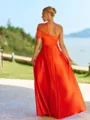 Breathtaking A-line One-Shoulder Pleated Floor-Length Silk Like Satin Bridesmaid Dress