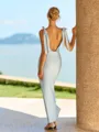 Luxurious Sheath Scoop Bow Ankle-Length Jersey Bridesmaid Dress