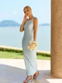 Luxurious Sheath Scoop Bow Ankle-Length Jersey Bridesmaid Dress