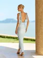 Luxurious Sheath Scoop Bow Ankle-Length Jersey Bridesmaid Dress