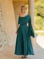 Magnificent A-line One-Shoulder Pleated Ankle-Length Corset Bridesmaid Dress