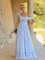 Extravagant A-line One-Shoulder Ruffles Floor-Length Corset Bridesmaid Dress