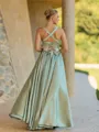 Unforgettable A-line Straps Floor-Length Silk Like Satin Corset Bridesmaid Dress