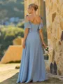 Classy A-line Cold Shoulder Pleated Floor-Length Chiffon Bridesmaid Dress