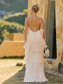 Hermosos Sheath Halter Cascading Ruffles Floor-Length Chiffon Bridesmaid Dress