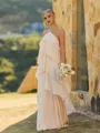 Hermosos Sheath Halter Cascading Ruffles Floor-Length Chiffon Bridesmaid Dress