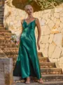 Pretty A-line V-Neck Pleated Ankle-Length Bridesmaid Dress