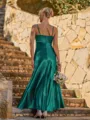 Pretty A-line V-Neck Pleated Ankle-Length Bridesmaid Dress