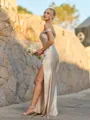 Hot Sheath Off-the-Shoulder Pleated Floor-Length Silk Like Satin Corset Bridesmaid Dress