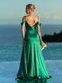 Delicate Sheath Cold Shoulder Pleated Floor-Length Bridesmaid Dress