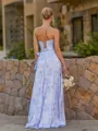 Elegant A-line Straight Bow Floor-Length Corset Bridesmaid Dress