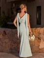 Breathtaking Sheath Cowl Floor-Length Stretch Crepe Bridesmaid Dress