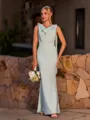 Breathtaking Sheath Cowl Floor-Length Stretch Crepe Bridesmaid Dress
