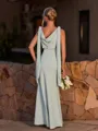 Breathtaking Sheath Cowl Floor-Length Stretch Crepe Bridesmaid Dress