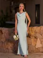 Breathtaking Sheath Cowl Floor-Length Stretch Crepe Bridesmaid Dress
