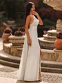 Charming A-line Spaghetti Straps Pleated Floor-Length Wedding Guest Dress