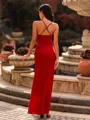 Delicate Sheath Spaghetti Straps Pleated Floor-Length Wedding Guest Dress