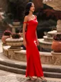 Glamorous Sheath One-Shoulder Pleated Floor-Length Jersey Wedding Guest Dress