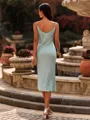 Exquisite Sheath V-neck Tea-Length Wedding Guest Dress