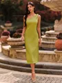 Stunning Sheath One-Shoulder Tea-Length Wedding Guest Dress